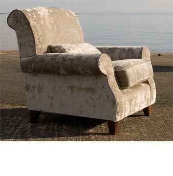 Sperrin Crushed Velvet Armchair Upholstered in Light Brown Cr