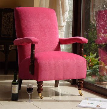 Yeats Fuschia Pink Armchair Upholstered in Fuschia Pink Chenille Fabric