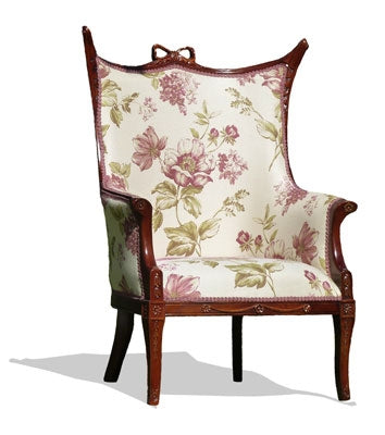 Bow' Armchair Upholstered in Belfleur Floral Panel Pink