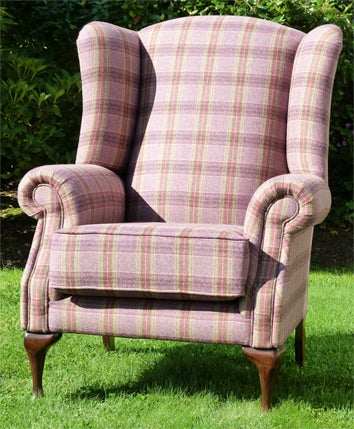Tartan Queen Anne Chair Dornoch Grape Tartan Fabric